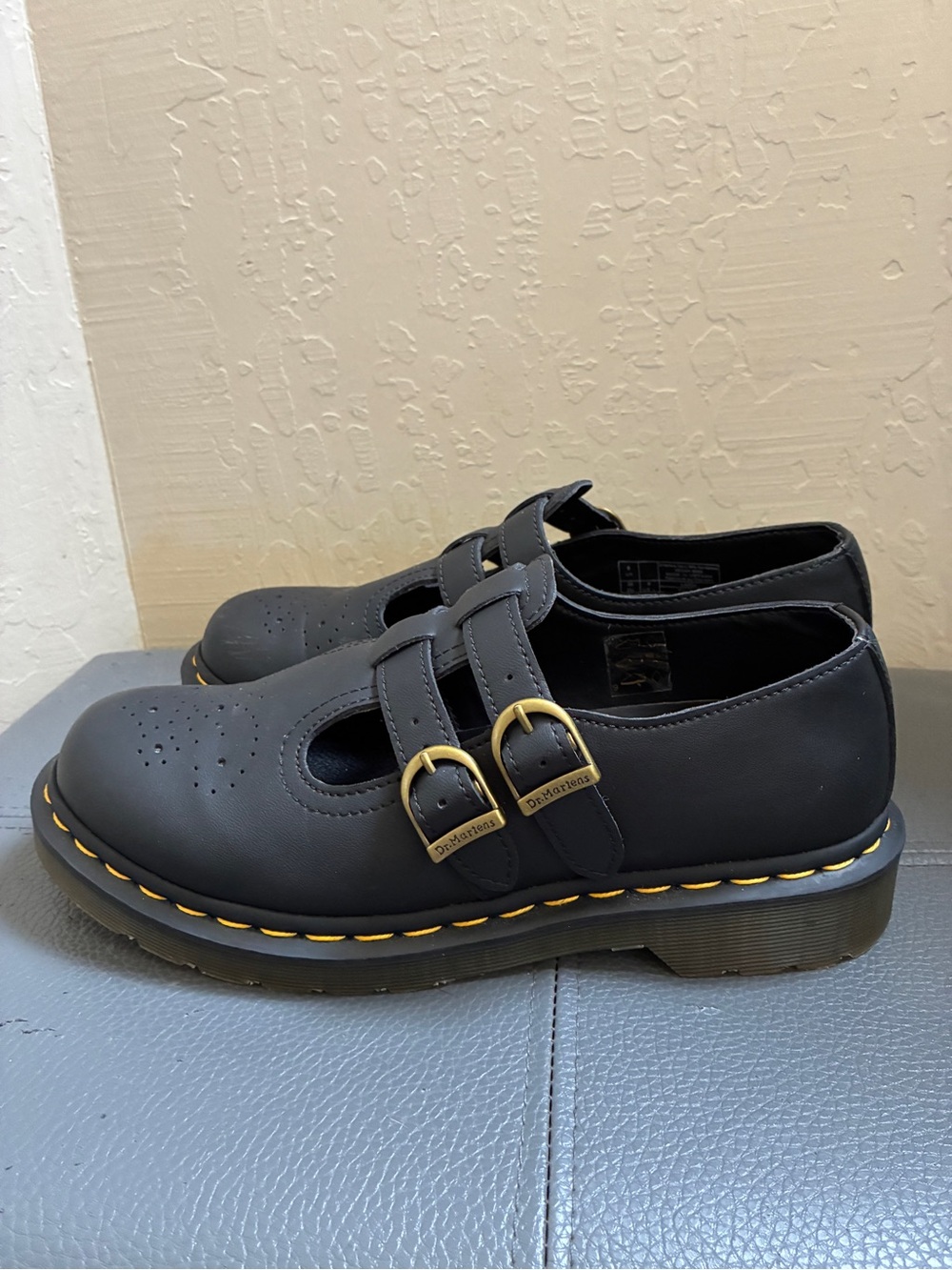 DR MARTENS Mary Jane Black Vegan Double Strap Size 8 - Picture 5 of 12